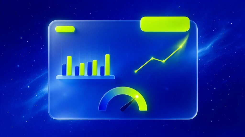 Painel de análise com gráficos de barras e linha em alta